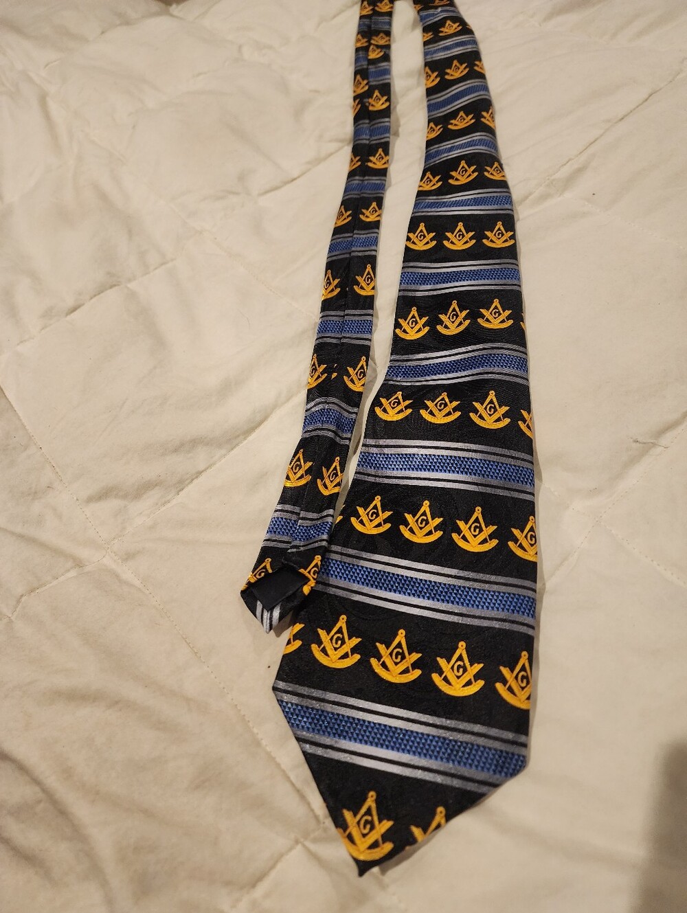 Mens Classic Black & Blue Masonic Pattern Men's Tie. Steven Harris